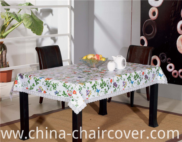 Colorful PVC Printed Pattern Tableclth Flannel Backing Tablecloth